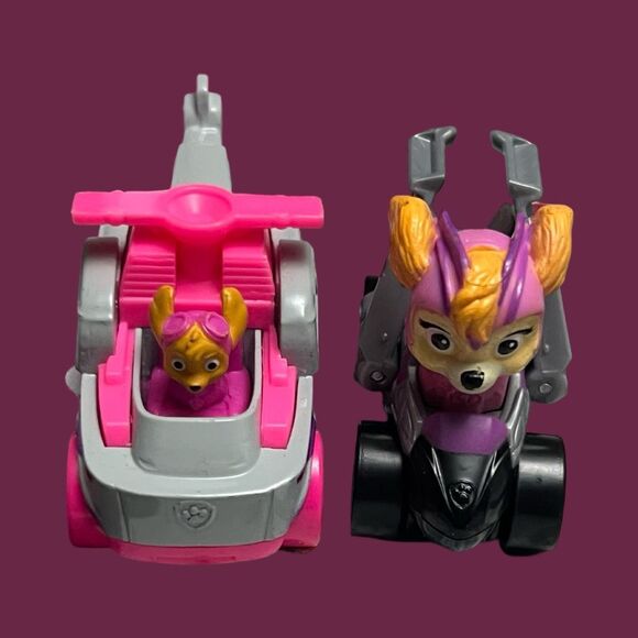 Paw Patrol Skyes Mighty Pup Super Charge Vehcle & Sky Racers Lot - Picture 3 of 8